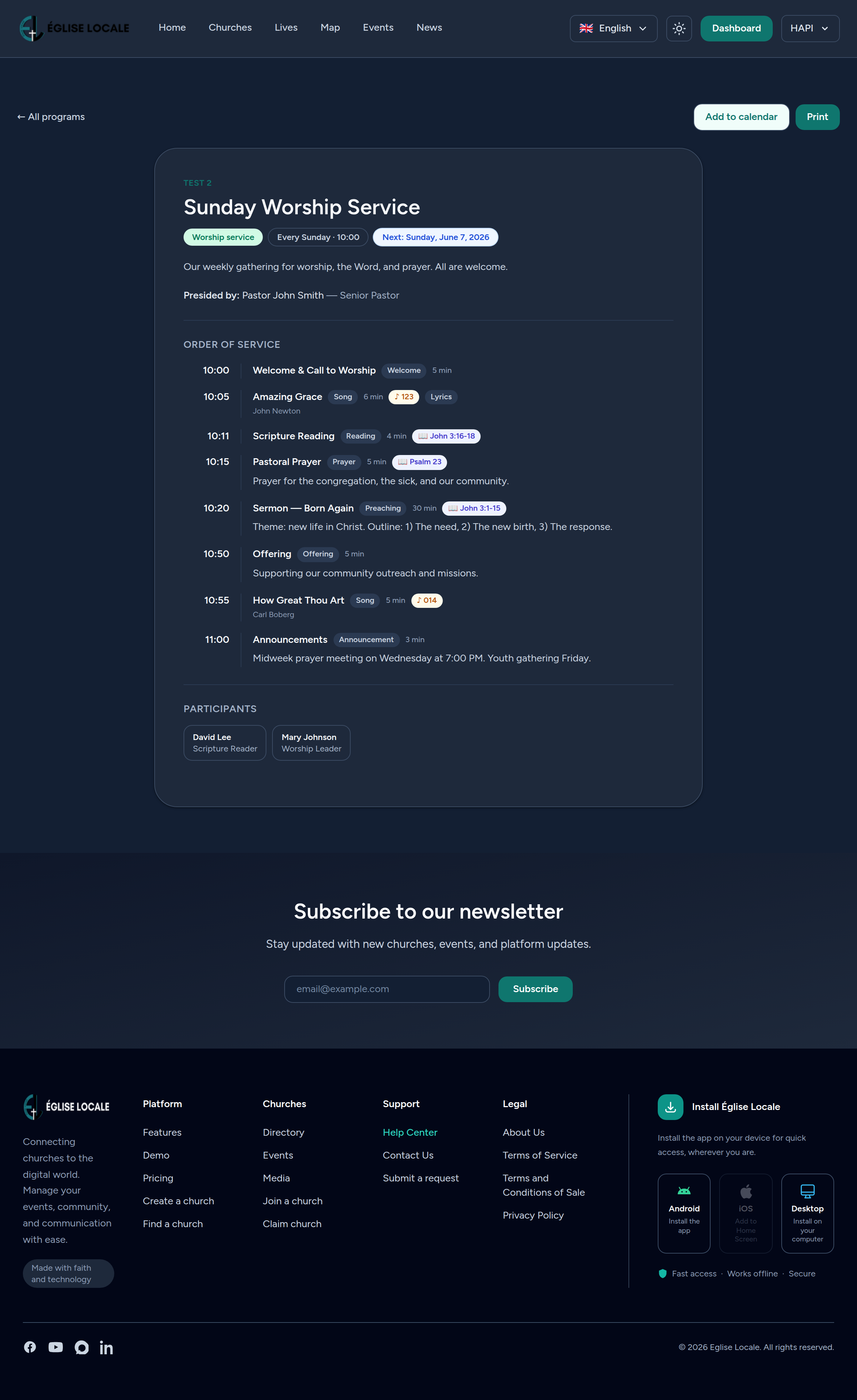 The public program page